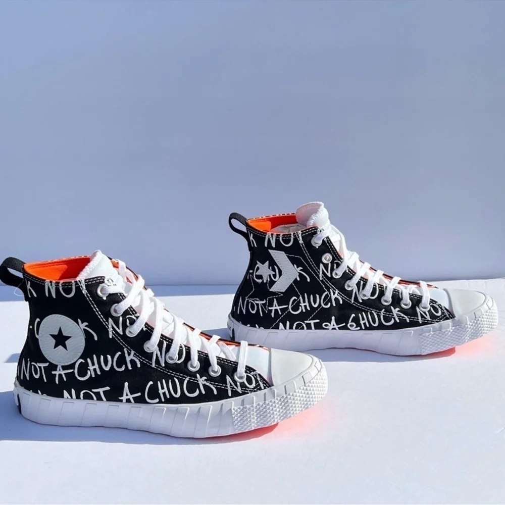 Converse UNTITLED High Top Shoe Black White Bold Mandarin 166502C
